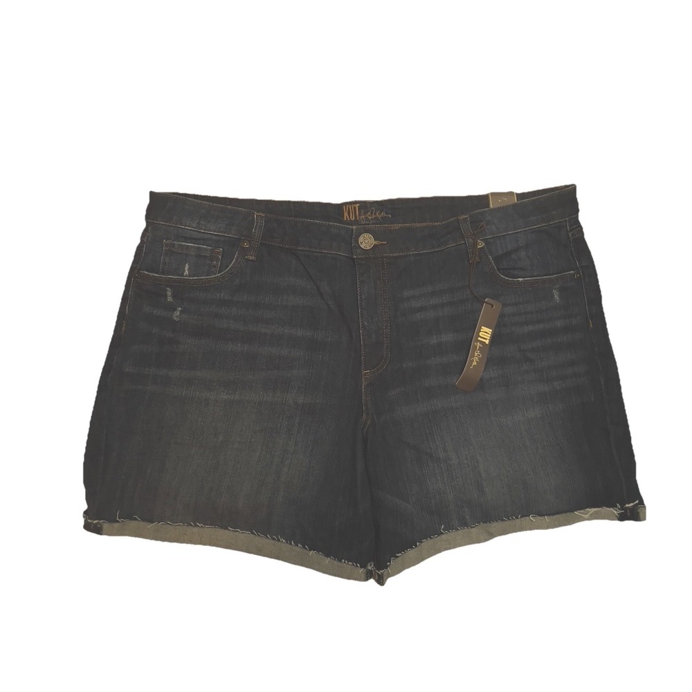 Kut from the Kloth Katy Boyfriend Jean Cutoff Short Distressed 18W Dark Wash NEW